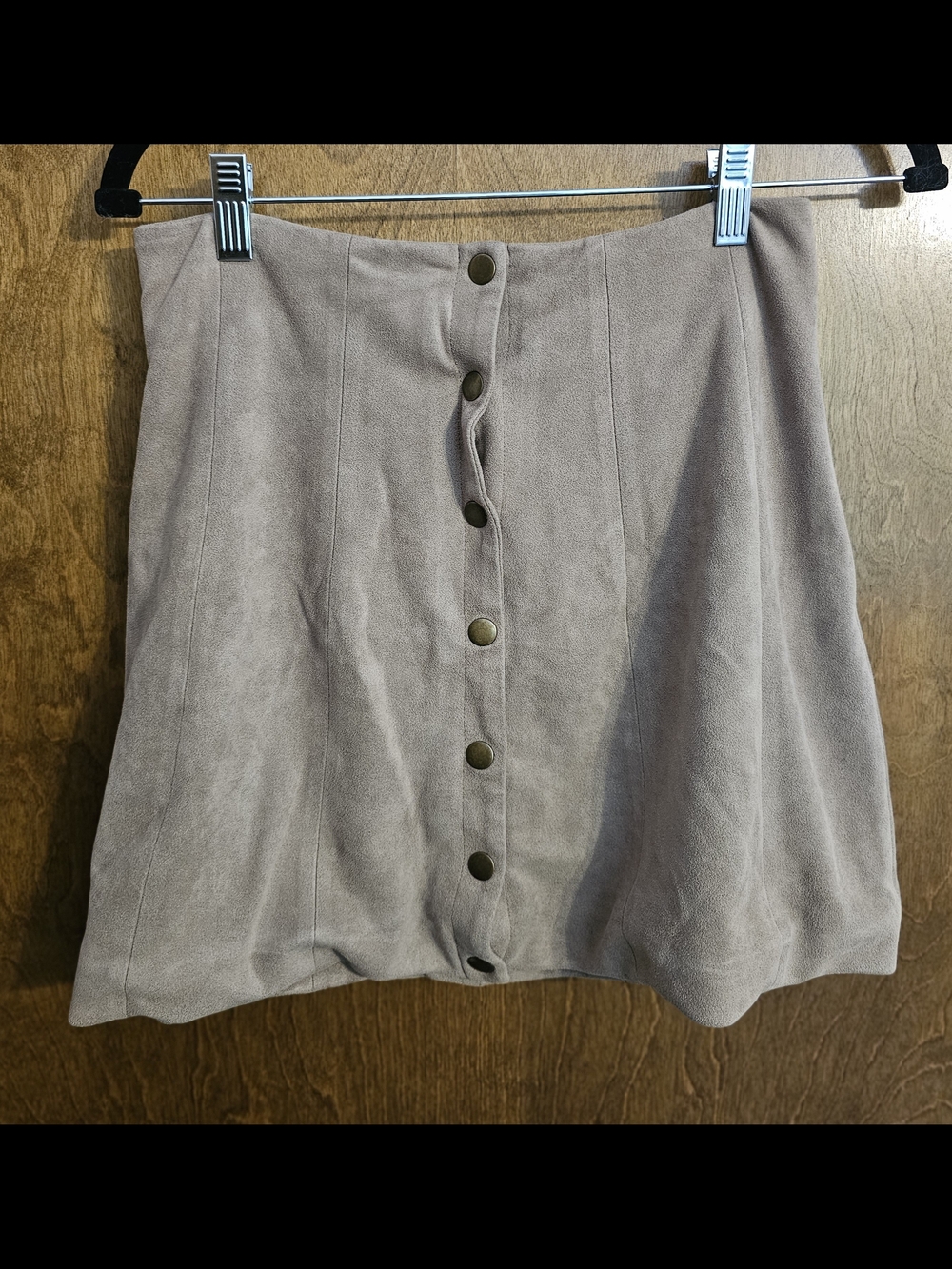Altar'd State Taupe Button-Front Mini Skirt